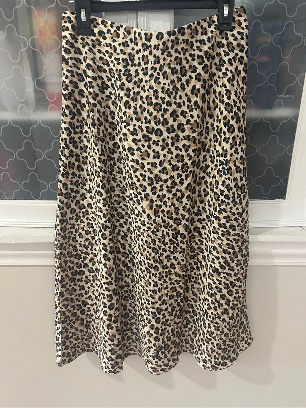 Leopard Print A-Line Midi Skirt - Beige/Black Ann Taylor